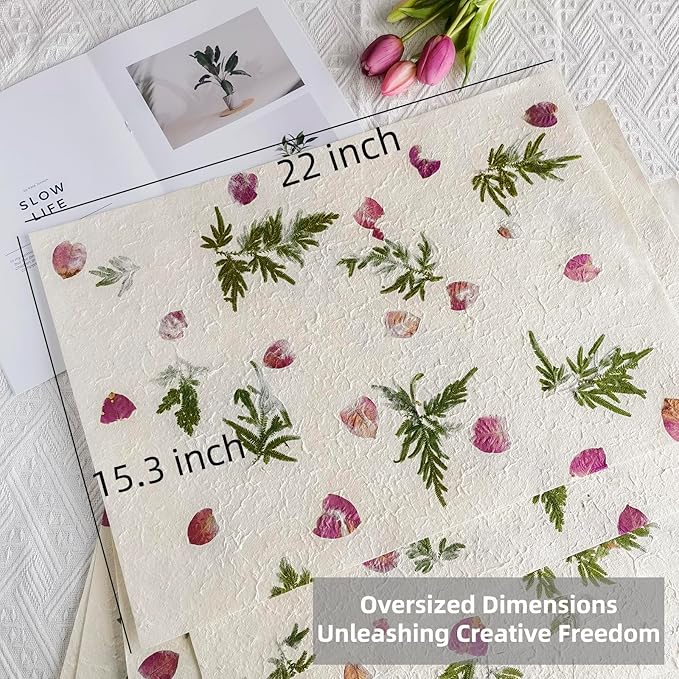 Handmade Botanical Craft Paper - 10 Sheets 15x22 Inch Acid-Free Art Paper for Watercolor,Wedding Invites,Scrapbooking - Vintage Textured Designs for DIY,Gift Wrapping & Cultural Projects