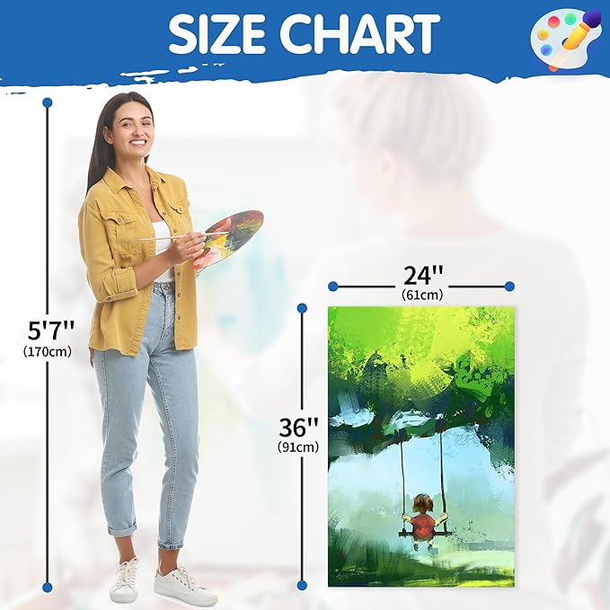 FIXSMITH Stretched Canvas for Painting 24x36 Inch, 2 Pack,Primed Large Canvas,100% Cotton,5/8 Inch Profile of Super Value Pack for Acrylics,Oils & Other Painting Media