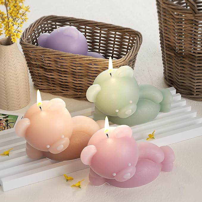 2 Pack Bear Silicone Molds for Candle Bear - Resin Casting Silicone Molds for Home Decor & Candle Making Wave Spiral Mold