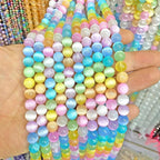 75PCS 10MM Colorful Selenite Gypsum Stone Crystal Beads for Jewelry Making DIY Bracelet 2 Strands