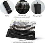 ARTIFY 24 Pieces Synthetic Hog Bristle Nylon Paint Brush Set- Expert Series Paintbrushes for Acrylic, Oil – No Shedding, Canvas Roll Case, Artist Gifts Art Supplies