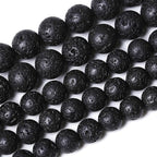 10MM 72pcs Natural Stone Beads Black Volcanic Lava Gemstone Round Loose Beads for Jewelry Making Bracelet 2 Strands 32"