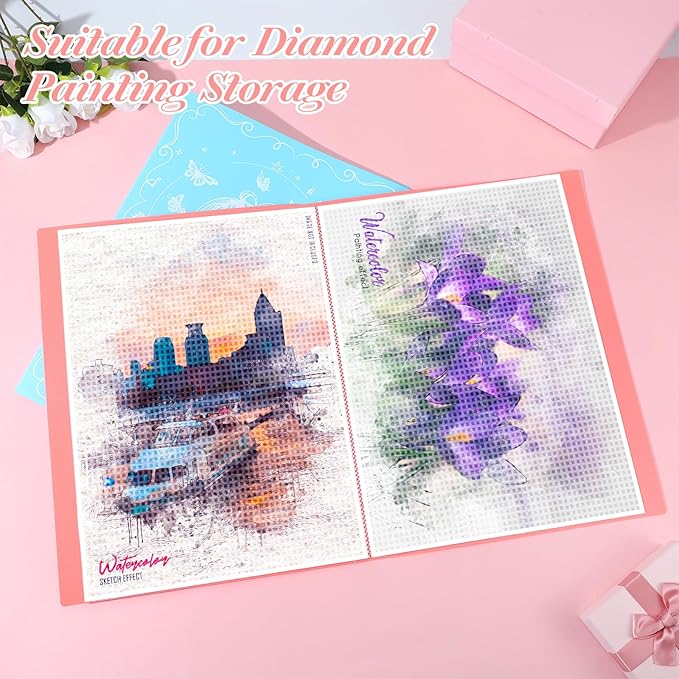 2 Pack A3 Diamond Painting Storage Book, 60 Pages Art Portfolio - Suitable for 12x16 inch Diamond Painting
