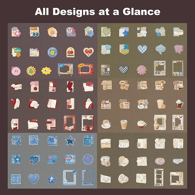90PCS Sewing Diary Scrapbook Stickers Set — Printed Stitch and Fabric Style Cardstock, Peel and Stick Designs for Journals, Planners, Collage, DIY Crafts and Cute Sewing Aesthetic