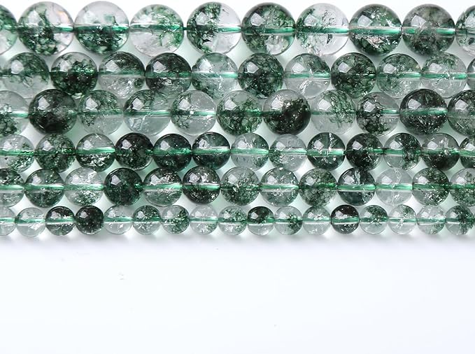 90pcs 4mm Natural Green Phantom Ghost Quartz Stone Round Beads for Jewelry Making DIY Bracelets Necklaces Crystal Energy Healing Stone Beads 15" (Green Phantom Ghost Quartz, 4mm)