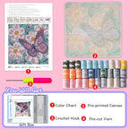 LAPATAIN Latch Hook Kits for Adults Kids,Tulip Pattern Color Printed Canvas DIY Throw Pillow Cover,Beginners Handmade Needlework Crafts Home Decoration 17x17inch