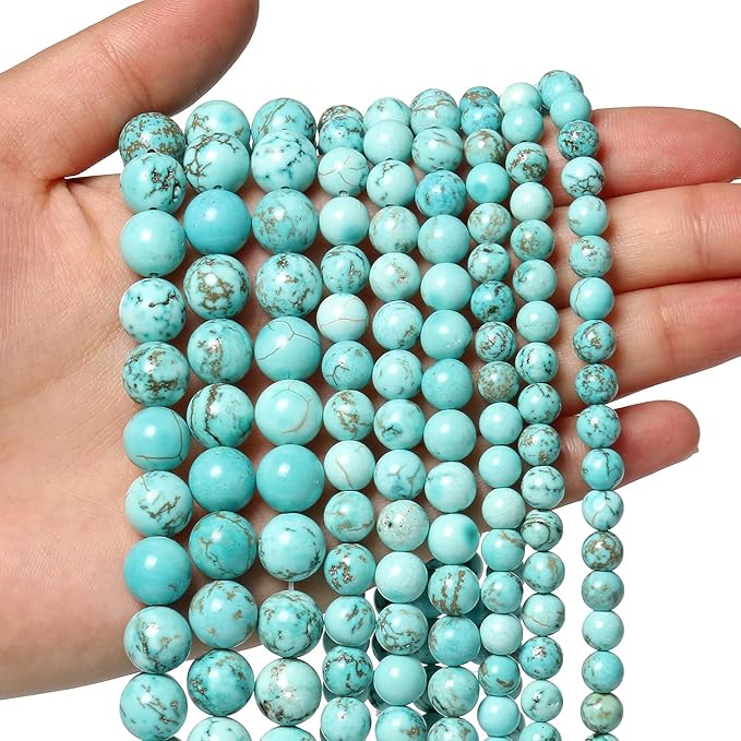 45pcs 8mm Natural Stone Beads Turquoise Beads Crystal Gemstone for Jewelry Making, DIY Bracelet Necklace