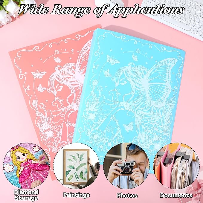 2 Pack A3 Diamond Painting Storage Book, 60 Pages Art Portfolio - Suitable for 12x16 inch Diamond Painting