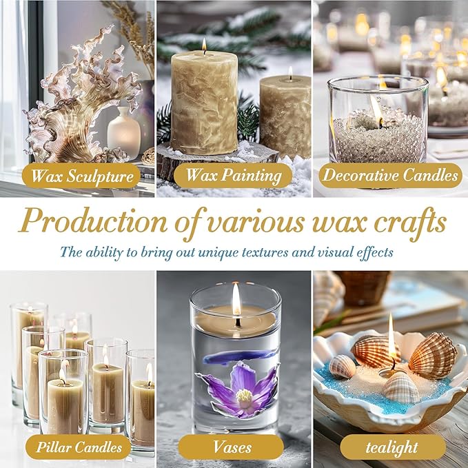 Snow Pearled-Candles with Wicks - DIY Candle Sand,Pearled Wax with Wicks,Wax,Refillable for Weddings,Partie (Sand)