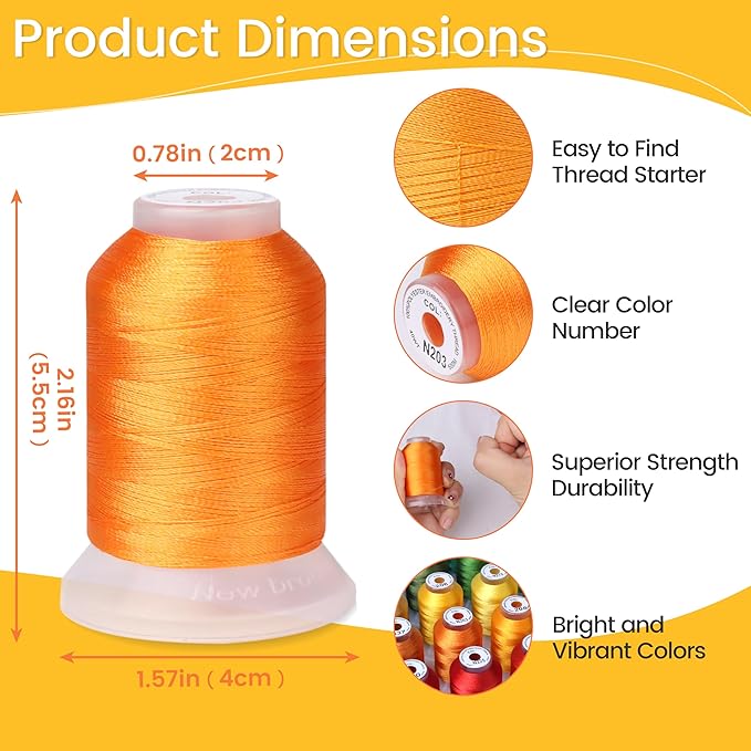 New brothread Mega Kit 150 Colors Compatible with Brother & Janome Polyester Embroidery Machine Thread 40WT 500M/550YD Compatible with Brother Babylock Janome Singer Pfaff Husqvarna Bernina Machines