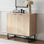 Fluted Storage Cabinet,Sideboard Buffet Cabinet with Adjustable Shelves,Multifunctional Console Table with Storage Credenza Accent Cabinet for Living Room, Dining Room, Hallway, Light Oak