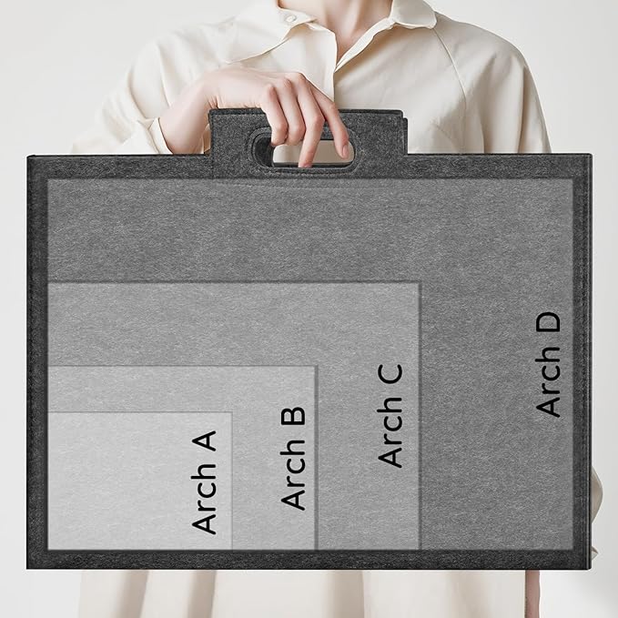 ZKOO Felt Art Portfolio Bag, Large Art Portfolio with Handles, Sturdy Artist Storage Bag for Artwork, Poster, Sketching, and Drawing (24 x 36 inch)