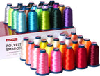 Richword Selected Embroidery Machine Thread 40 Colors 40WT (108D/2) Polyester Thread Kit Each Spool 4000M (4374Y) Suitable for Embroidery Machines
