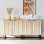 Fluted Storage Cabinet,Sideboard Buffet Cabinet with Adjustable Shelves,Multifunctional Console Table with Storage Credenza Accent Cabinet for Living Room, Dining Room, Hallway, Light Oak