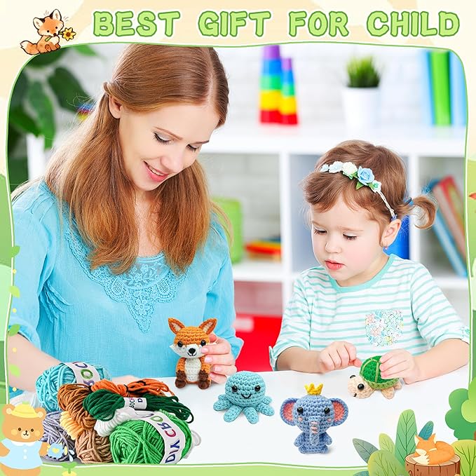 klriuliy 8PCS Crochet Kit for Beginners, 2026 Chrismas Halloween Knitting Kit with Step-by-Step Video Tutorials, Beginner Crochet Kit for Adults