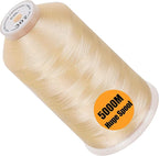New brothread - Single Huge Spool 5000M Each Polyester Embroidery Machine Thread 40WT for Commercial and Domestic Machines - Linen