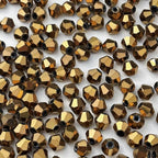 500pcs 3mm Bicone Glass Crystal Beads for Jewelry Making, Faceted Bicone Glass Spacer Beads for Bracelet Earring Necklace DIY Craft(Antique Brass)
