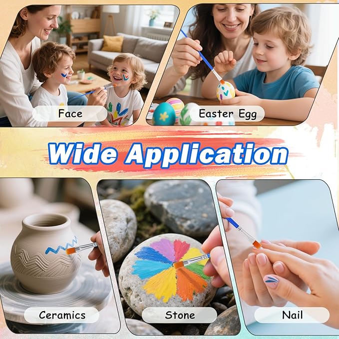 Small Paint Brushes Bulk 120 Pcs - Flat Tip for Acrylic Watercolor Canvas Face Painting, Kids Classroom Art Supplies & Touch Up Kits