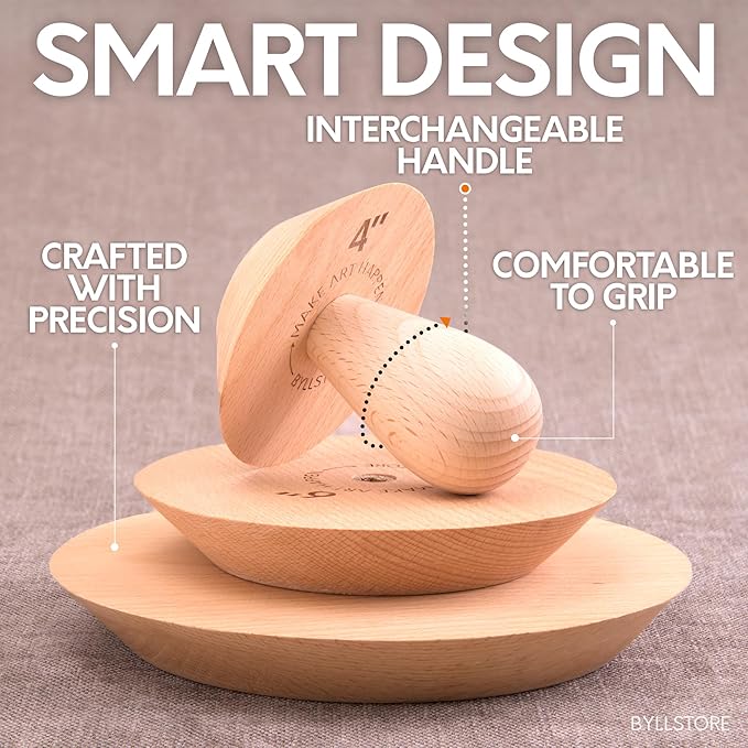 Byllstore 3-Pack Round Pottery Molds | Create Bowls & Plates | 4″, 6″ & 8″ Ceramic Tops | Interchangeable Handle