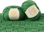 Merino Wool Yarn, 12-Ply Luxurious and Soft Yarn for Hand Knitting & Crocheting, 1.76 OZ/50g, 120 yds/110 Meters(Grass Green,2Balls)