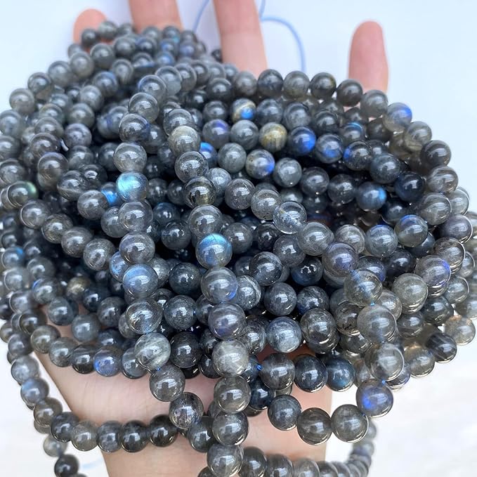 6MM 60PCS Natural Labradorite Gemstone Crystal Spacer Loose Beads for Jewelry Making DIY Bracelet 15 Inches 1 Strand A Grade