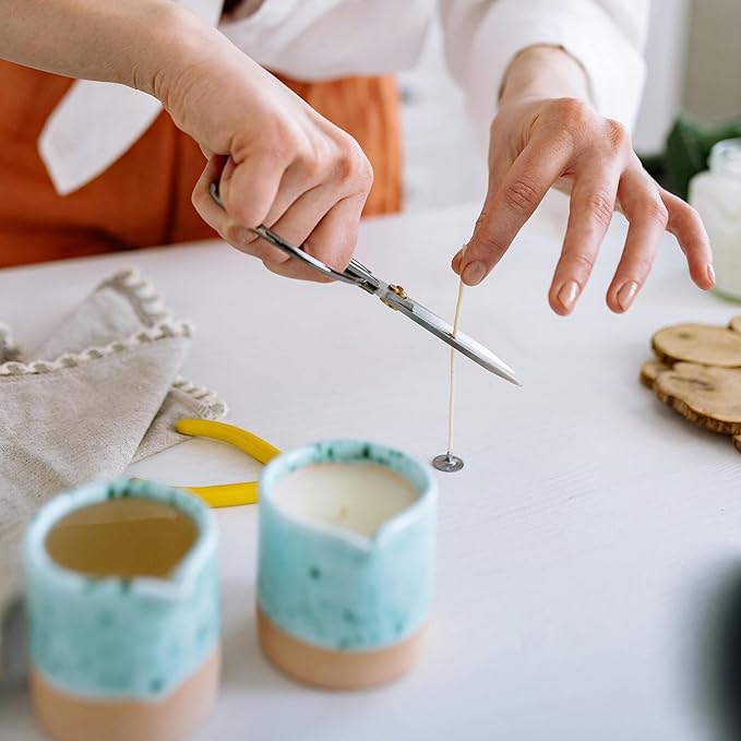 Niceme 100pcs ECO Wicks for Soy Beeswax Pearled Candles, 6” Pre-Waxed Candle Wick for Candle Making No Soot Steady Clean Burning Thick Candle Wick with Base