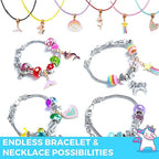 Modda Unicorn Charm Bracelet Making Kit - Unicorn Themed Jewelry Kit with Charms, Beads, Bag for Girls Ages 8-12 - Perfect for Birthday, Christmas Gifts