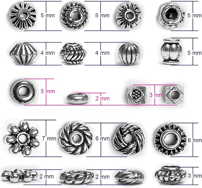 Silver Spacer Beads for Jewelry Making - Flat, Small Seed Beads for Bracelets, Necklace & Earrings - 500pcs Bulk Tibetan Silver Jewelry Set