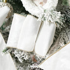 White Velvet Wired Ribbon with Glitter Back 4 Inch White and Gold Christmas Ribbon Wired Ribbon for Christmas Tree, Gift Wrapping, Mantel, Wreaths Supplies, Topper Bows (10 Yards)