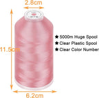 New brothread - Single Huge Spool 5000M Each Polyester Embroidery Machine Thread 40WT for Commercial and Domestic Machines - Salmon Pink