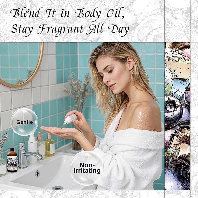 HIQILI Blueberry Fragrance Oil for Candle & Soap Making, Fruity Scents for Reed Diffuser Oil Refill, Add to Lotion, Body Wash - 5.07 Fl Oz