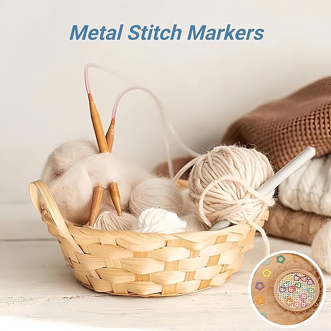 Wonafa 50Pcs Heart-Shaped Metal Stitch Markers,Metal Colorful Crochet Stitch Markers,with Storage Box for Crocheting Clothing Tag DIY Craft Project (Heart-Shaped-50Pcs)