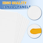 ESRICH 234 Pack Canvas with Easel Set 8 x 10 in Canvas Boards with 11.8 in Wooden Easels, Paint Brushes Canvas Panel Painting Kit for Acrylic Oil Watercolor Beginners Art Crafts Sip and Paint Party