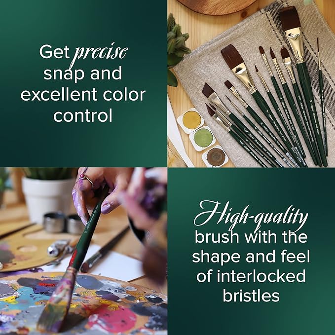 Silver Brush Limited 2506-1/2 Ruby Satin Angle Paintbrush for Oil, Acrylic, and Heavy Body Paints, Size 1/2 Inch, Short Handle