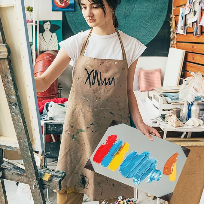 Glass Palette for Oil Painting 16 x 12 Inches, Grey Paint Mixing Palette, Painting Supplies for Acrylic Painting for Use with All Art Media, Artists, Adults