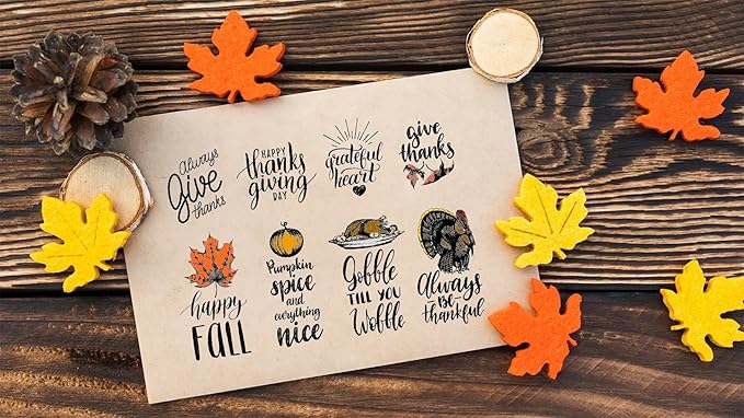 Hying Thanksgiving Words Clear Stamps for Card Making, Harvest Pumpkin Turkey Transparent Rubber Stamps for Bullet Journal DIY Scrapbook Decoration Handmade Crafts Notebook Fall Card Blessings