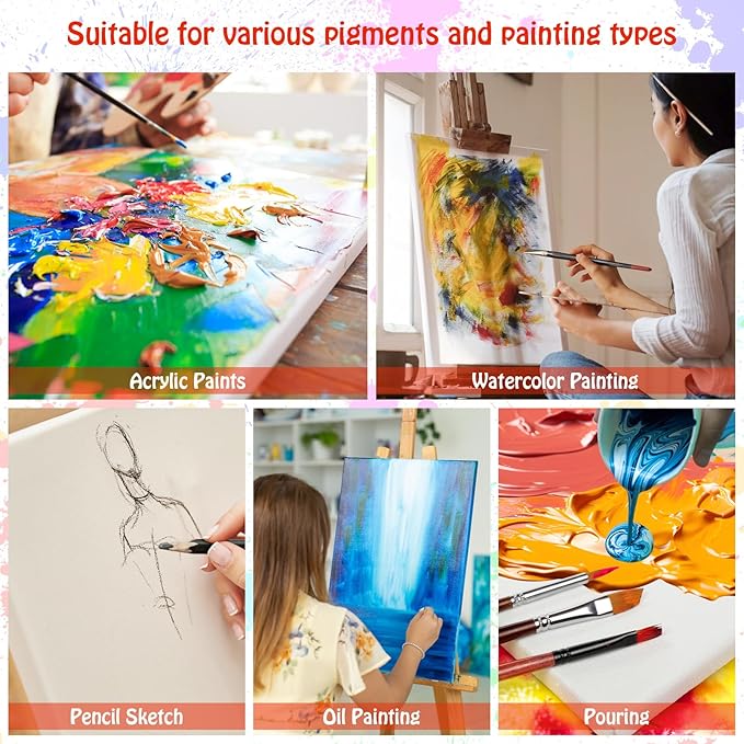 Stretched Canvas for Painting - 8x10 Inch/20 Canvas Value Pack - Triple Primer Acid Free 100% Cotton Blank Canvas for Painting Supplies Oil and Acrylic Pouring Art Watercolor