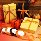 DECYOOL Fall Ribbons, 4 Rolls 100 Yards Fall Satin Ribbons 10mm Wide Autumn Thanksgiving Ribbon for Gift Wrapping and DIY Crafts (Orange, Yellow, Brown)