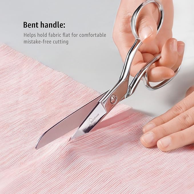 Professional Stainless Steel Fabric Scissors, 8-Inch Heavy Duty MultiPurpose Tailor Sewing Scissors for Fabric Cutting, Leather, Craft, Sharp Precision Shears Blades, Ergonomic Comfort Grip