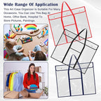 3 Pcs Large PVC Poster Storage Bag, Bulletin Board Holder, Art Portfolio Case with Pockets, Transparent Organizer for Teacher Classroom Organization, 3 Color (25" X 31")