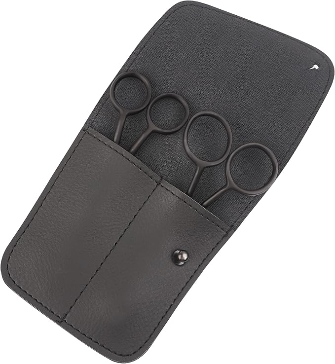 Small Embroidery 4.5 Inch Scissors Set of 2 Kit - Mini Double Bend Offset Duckbill and Double Bend Long Applique Needlepoint Blade with Pouch Sleeve (Black)