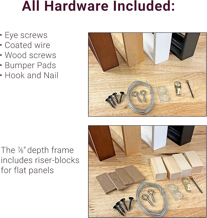 Ampersand Floaterframe Readymade Frame for Flat and 1 1/2" Deep Wood Panel and Canvas Artwork, Paintings, Prints, and More, 11"x14", Maple Bold