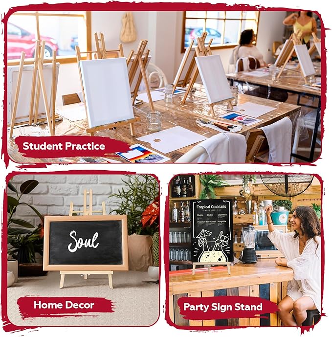 10 Pack 16 Inch Wooden Easel Stand, Portable A-Frame Tabletop Display Easel for Painting, Canvas, Photos, Signs, Art Easel for Kids, Students, Beginners, Artists - Compact & Lightweight