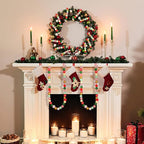 Huwena 200 Pcs Christmas Wooden Beads Red Green White Xmas Snowflake Polished Spacer Bead Santa Stocking Deer Snowman Round Bead for DIY Crafts Garland Jewelry Making