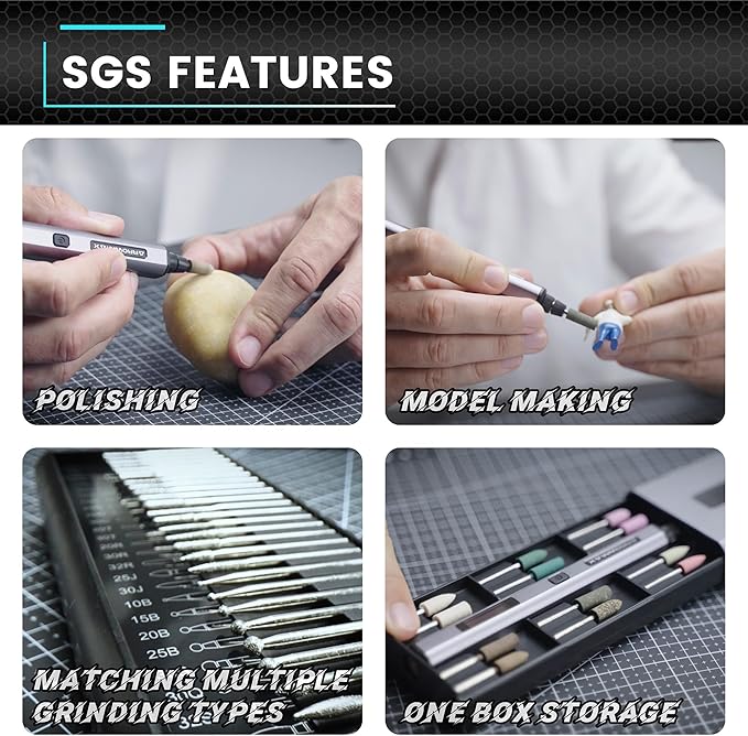 AM ARROWMAX Smart Engraving Pen, HollowCup Motor, 42 Bits with Aluminum Case, OLED, Magnetic Charge, Mini Electric Engraving Tool for Metal, Wood, Glass and Plastic (SGS MAX)