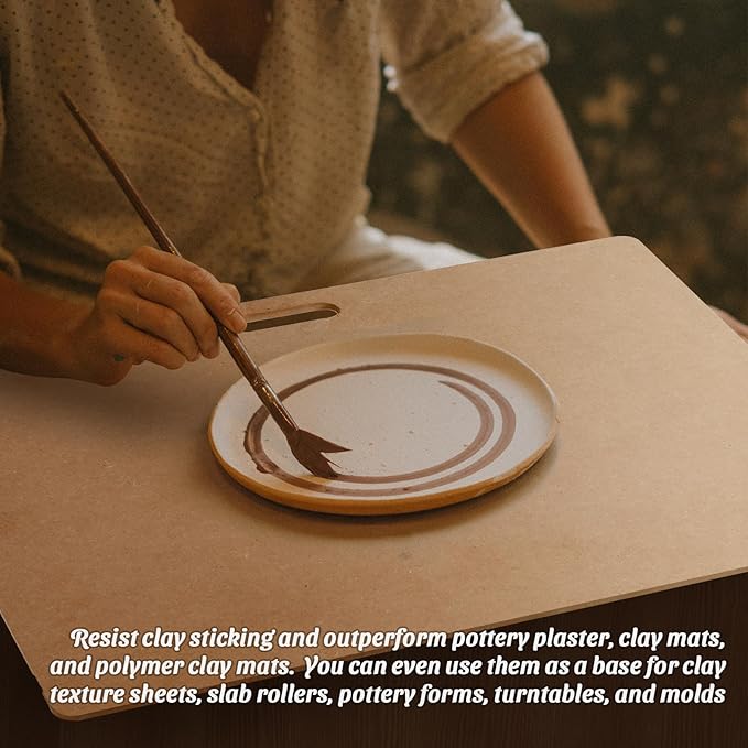Calpalmy Clay Wedging Board with Convenient Built-in Handle - 12 x 18" Portable Clay Board for Ceramics, Clay Crafts, and Pottery - Sturdy 9mm Thickness MDF Tote Board for Clay Art Enthusiasts