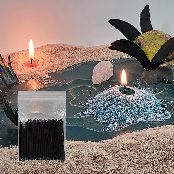 2" Black Cotton Candle Wicks 200-Pack – Metal-Free & Lead-Free for Pearled Candles Sand Wax Extra Refill, DIY Candle Making