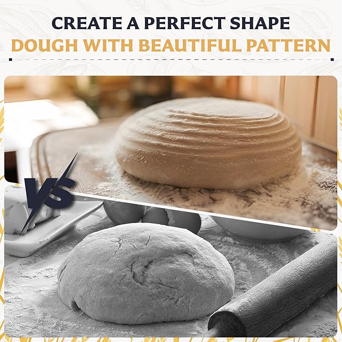 10" Banneton Bread Proofing Basket, Sourdough Proofing Basket Set of 2, Bread Banneton Basket for Professional & Home, Oval Bread Proofing Baskets for Sourdough