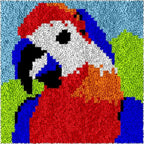 Latch Hook Kits Rug Parrot Crochet Yarn Cushion Colour Pre-Printed Canvas Cover Rug Needlework DIY Hook and Latch Kit Christmas Home Decoration 30x30cm/12 X12inch