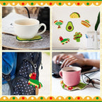 WATINC Christmas Punch Needle Coaster Kits - 23Pcs Easy Art Work Decor Craft Supply for Beginners, DIY Set of 6 Pattern Tufted Pads with Adhesive Felt Yarns Tools Coaster Holder Instruction (Green)